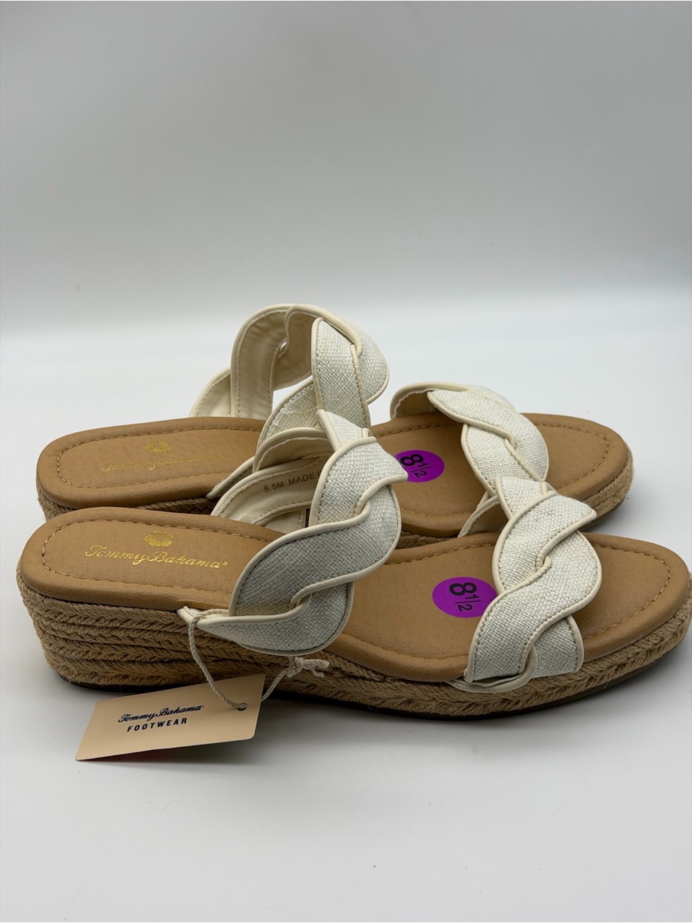NWT Tommy Bahama Cream Braided Espadrille Slide Sandals 8,5